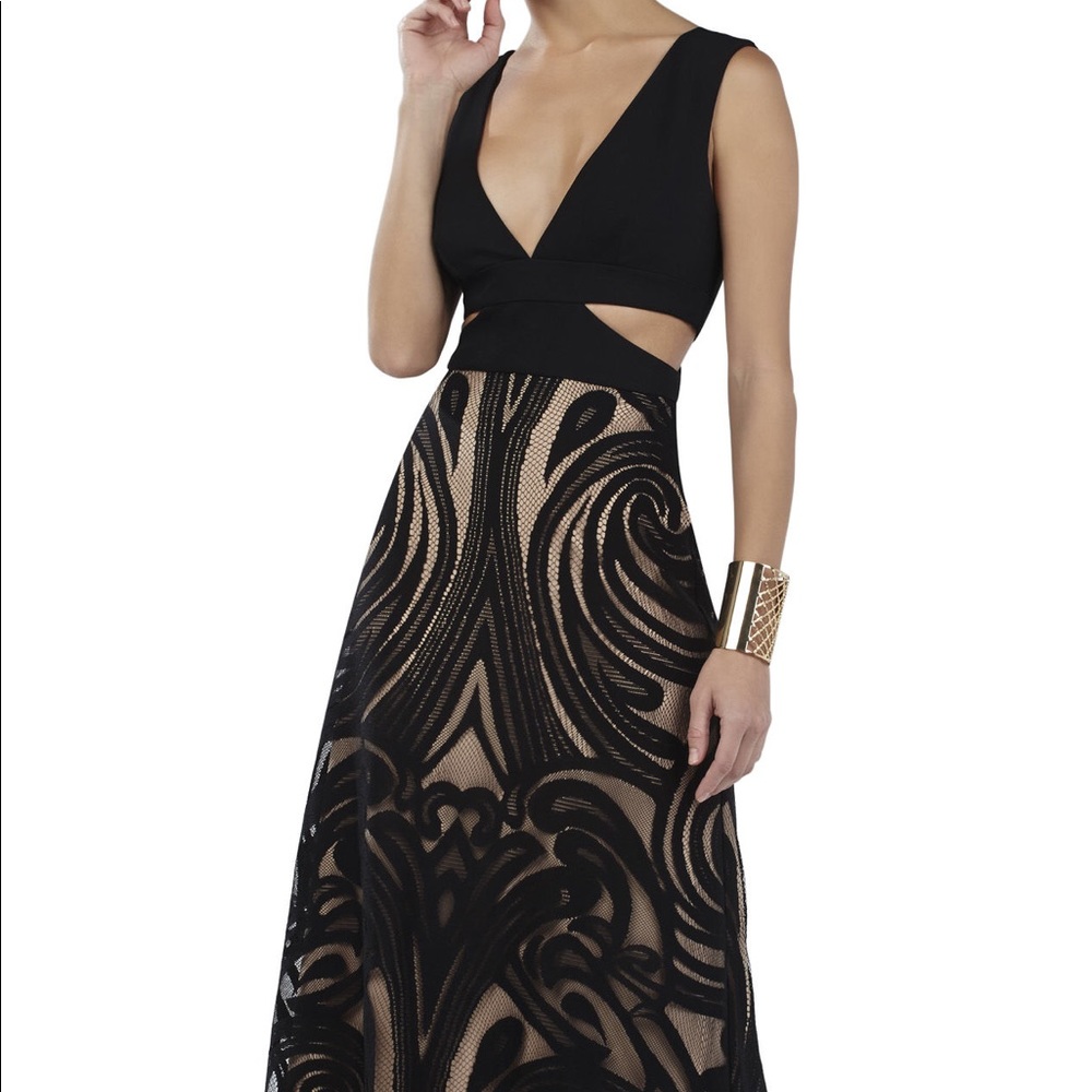 BCBG Marilyne Swirl Lace Cutout Gown